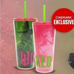 Cinemark Exclusive Wicked Movie Cup with Straw Elphaba Glinda Tumbler